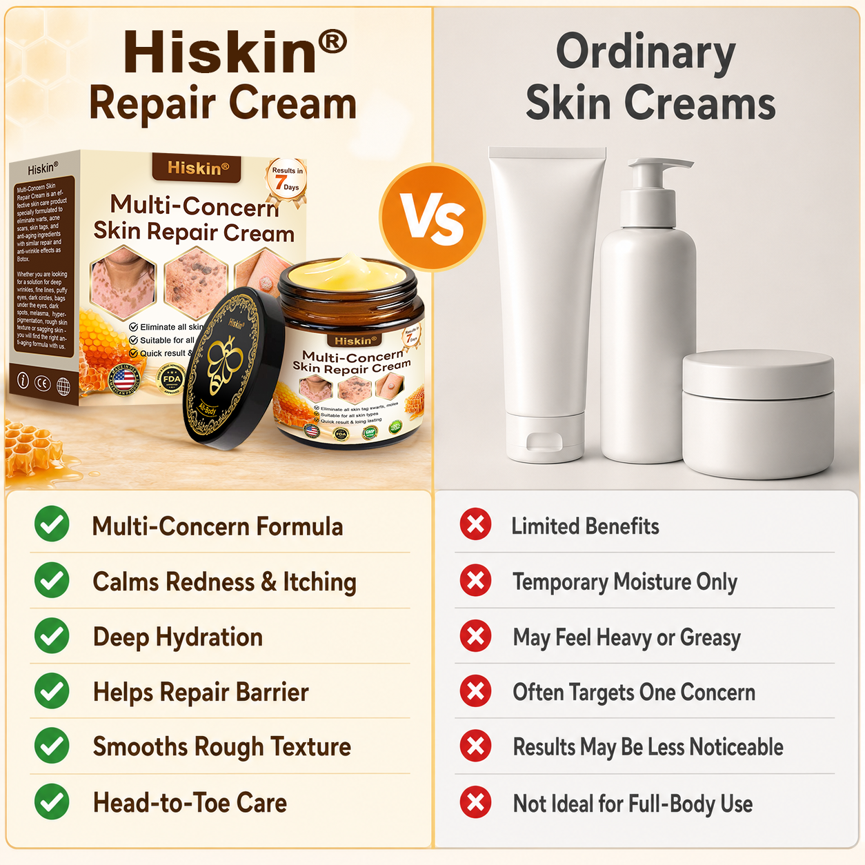 HISKIN® Multi-Concern Skin Repair Cream ✨ (One powerful cream to repair inflammation, dryness, aging, pigmentation, and visible skin damage.)