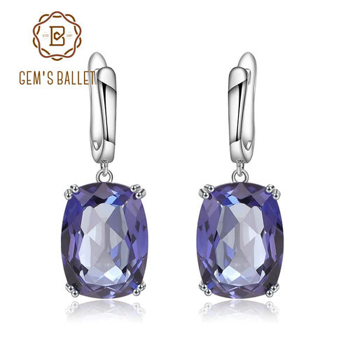GEM'S BALLET Luxury 925 Sterling Silver Drop Earrings Natural Iolite Blue Mystic Quartz for Women Elegant Earrings Fine Jewelry