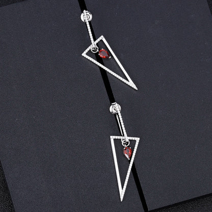 GEM'S BALLET Triangle 925 Sterling Silver Smart Chic Earrings Natural Red Garnet Gemstone Drop Earrings for Women Fine Jewelry