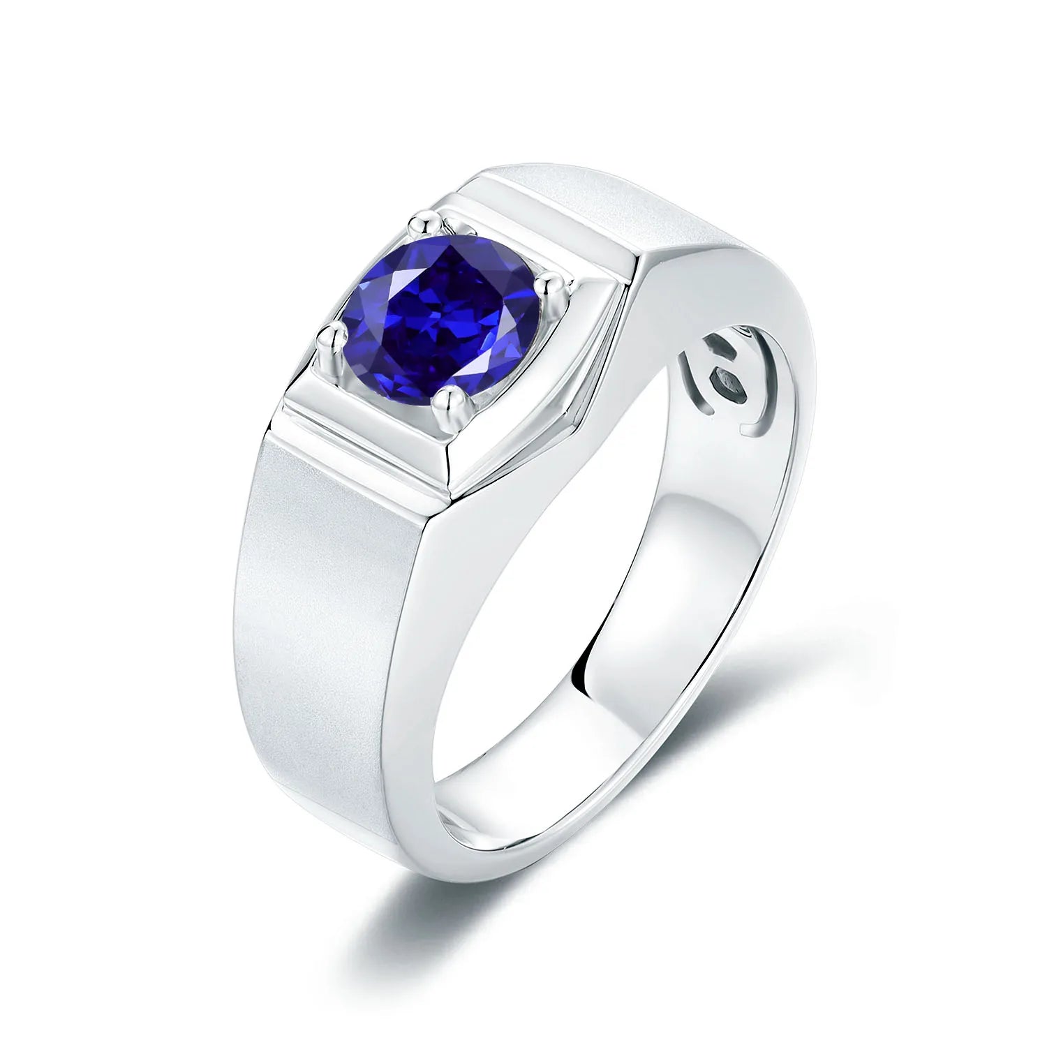 GEM'S BALLET High Quality Engagement Rings Mens 6.5mm Lab Grown Sapphire 926 Sterling Silver Wedding Ring for Men Gift 2024 NEW
