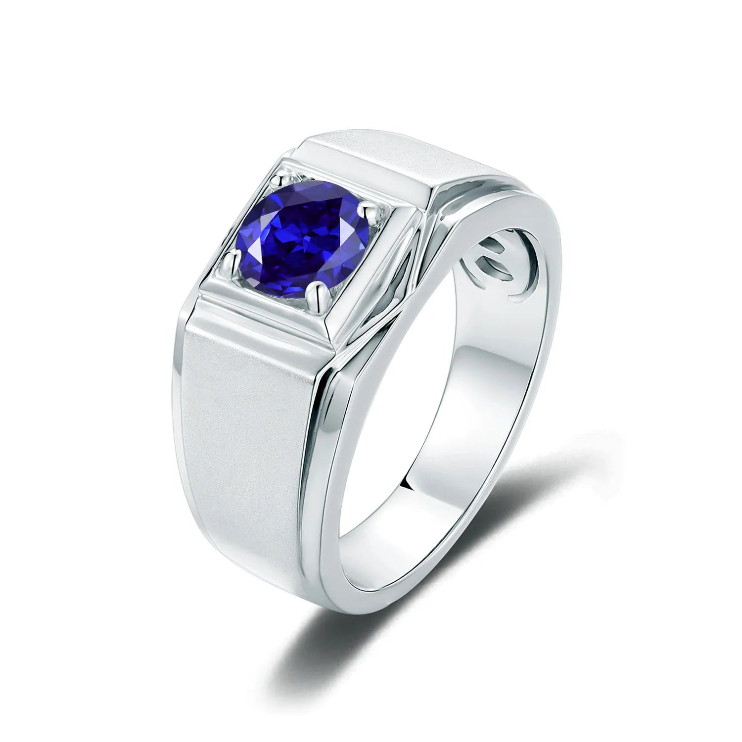 GEM'S BALLET High Quality Engagement Rings Mens 6.5mm Lab Grown Sapphire 926 Sterling Silver Wedding Ring for Men Gift 2024 NEW