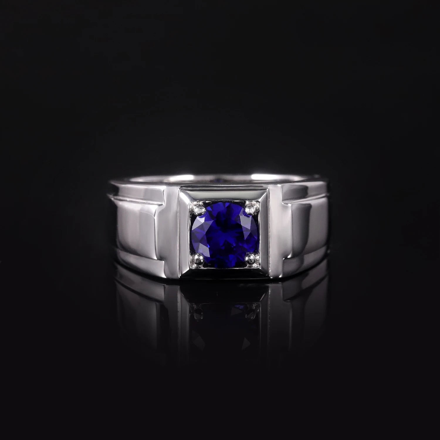 GEM'S BALLET High Quality Engagement Rings Mens 6.5mm Lab Grown Sapphire 926 Sterling Silver Wedding Ring for Men Gift 2024 NEW