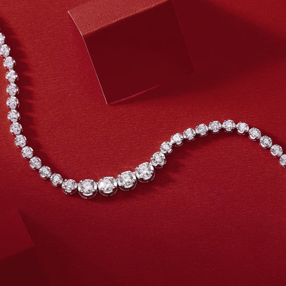 JIUZUAN 925 silver moissanite necklace 4mm casual fashion light luxury women's senior gift with certificate authentication