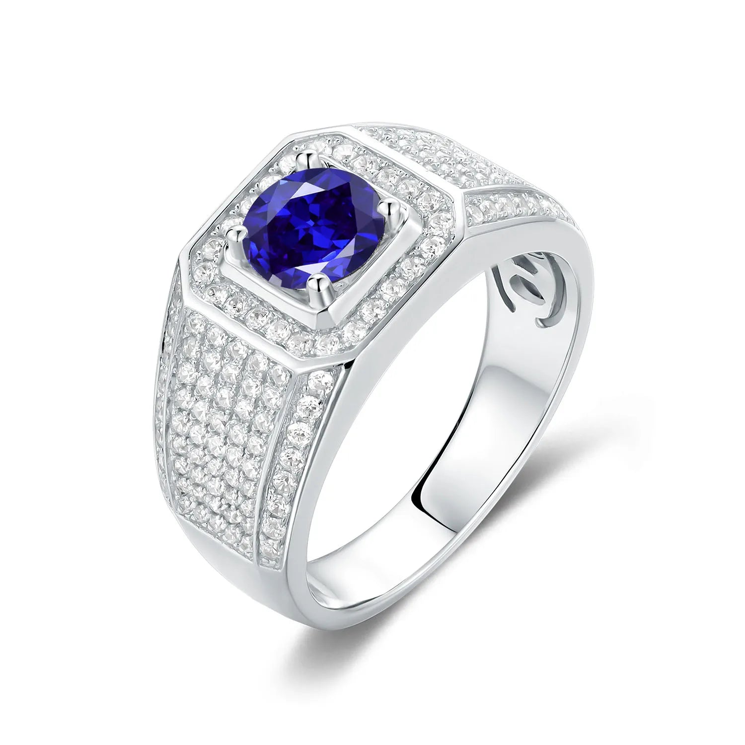 GEM'S BALLET High Quality Engagement Rings Mens 6.5mm Lab Grown Sapphire 926 Sterling Silver Wedding Ring for Men Gift 2024 NEW