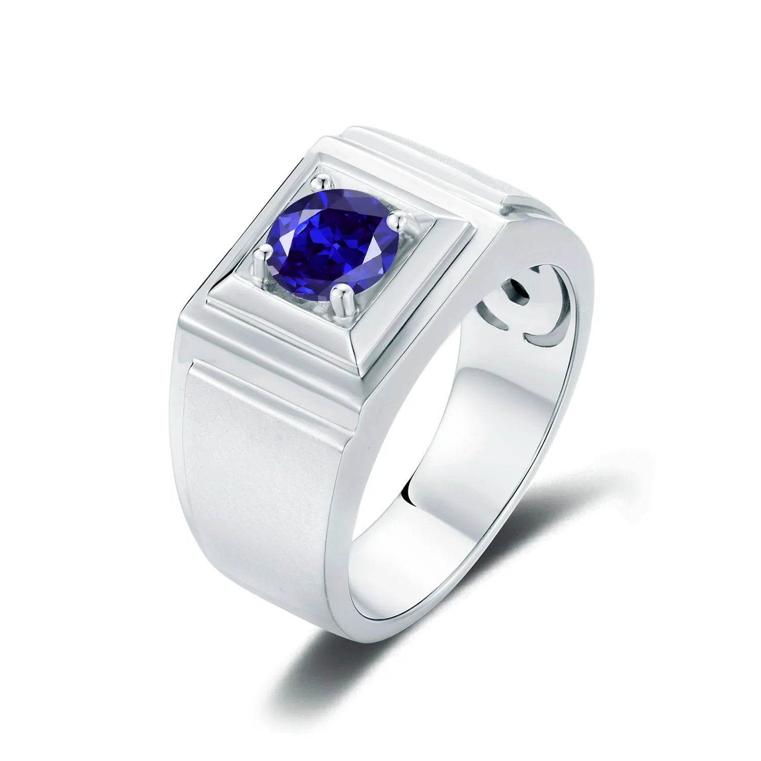 GEM'S BALLET High Quality Engagement Rings Mens 6.5mm Lab Grown Sapphire 926 Sterling Silver Wedding Ring for Men Gift 2024 NEW