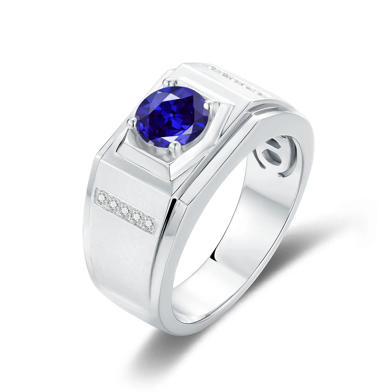 GEM'S BALLET High Quality Engagement Rings Mens 6.5mm Lab Grown Sapphire 926 Sterling Silver Wedding Ring for Men Gift 2024 NEW