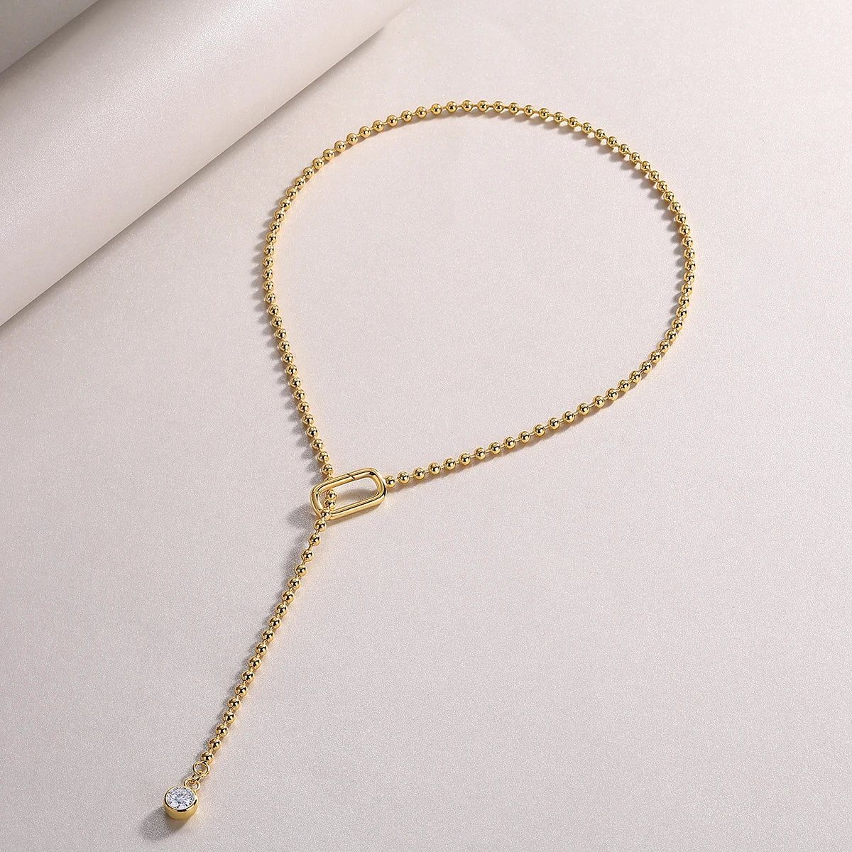 JIUZUAN Moissanite Y-Shape Necklace, S925 Silver, 18K Gold Plated, Elegant Jewelry for Women, Perfect Xmas Gift