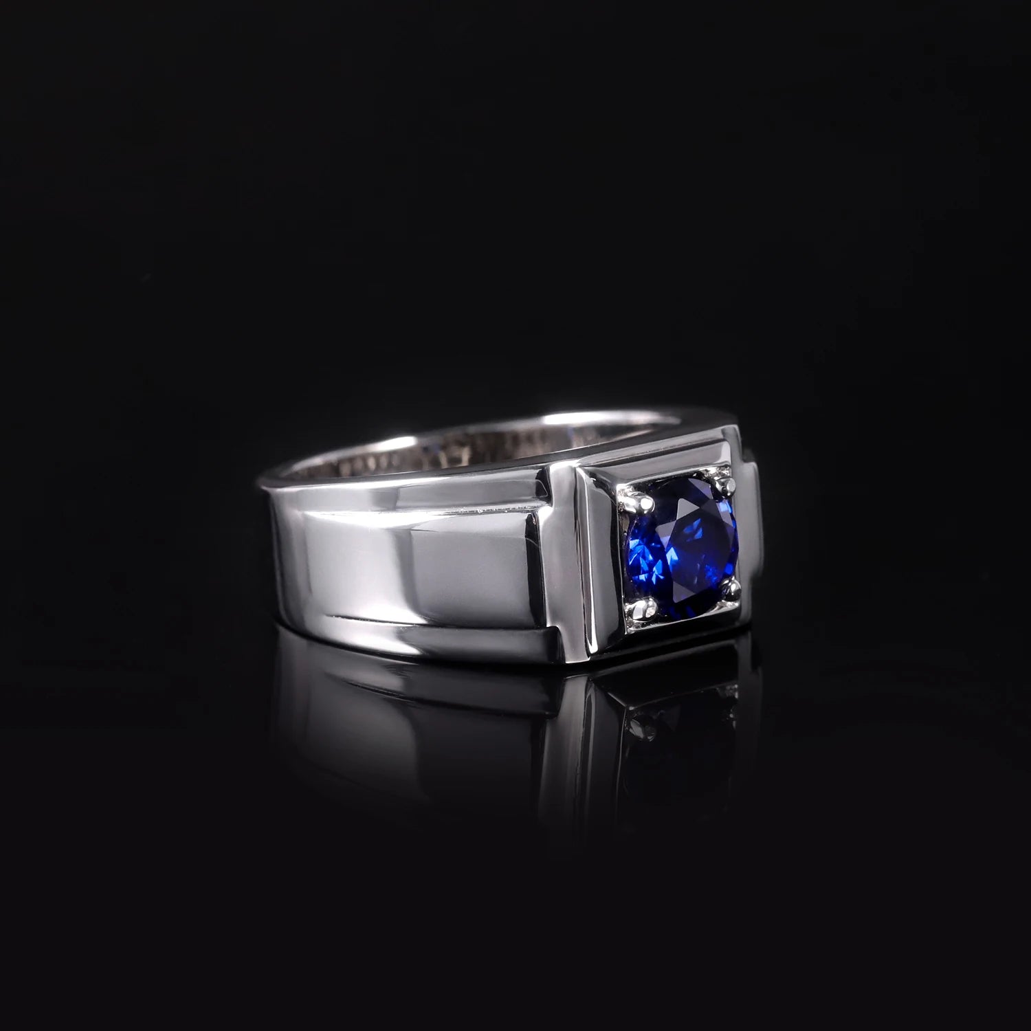 GEM'S BALLET High Quality Engagement Rings Mens 6.5mm Lab Grown Sapphire 926 Sterling Silver Wedding Ring for Men Gift 2024 NEW