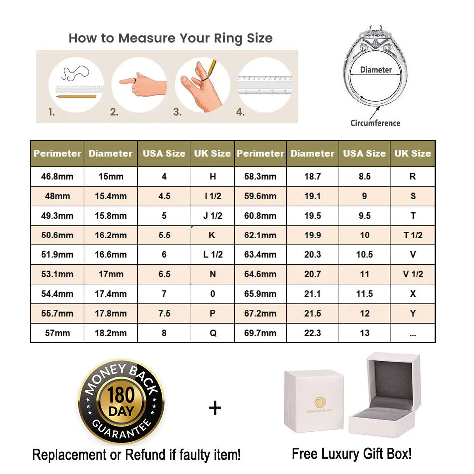Newshe 925 Silver Rings for Women Luxury Jewelry Solitaire Princess Cut CZ Engagement Ring with Enhancer Wedding Bands
