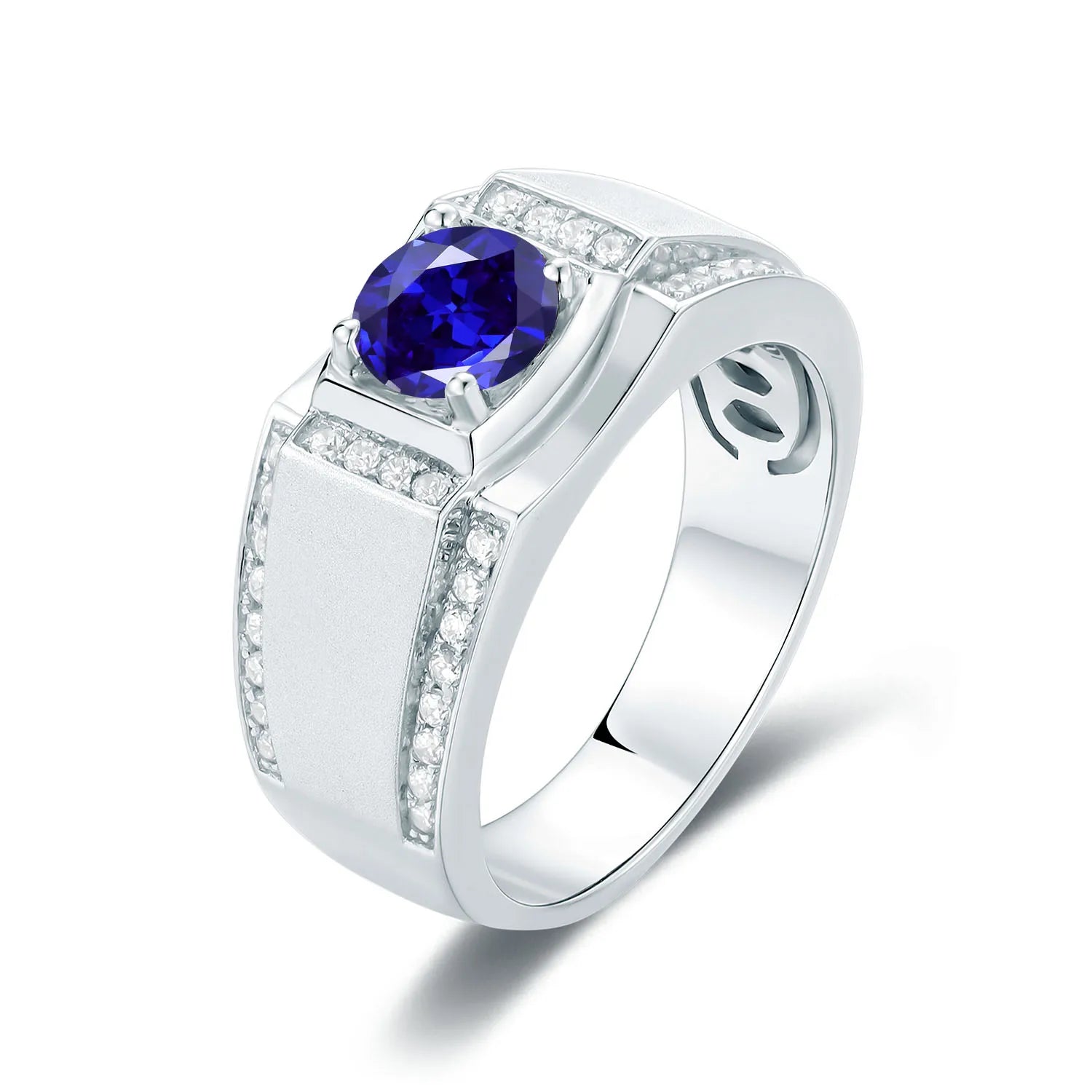 GEM'S BALLET High Quality Engagement Rings Mens 6.5mm Lab Grown Sapphire 926 Sterling Silver Wedding Ring for Men Gift 2024 NEW