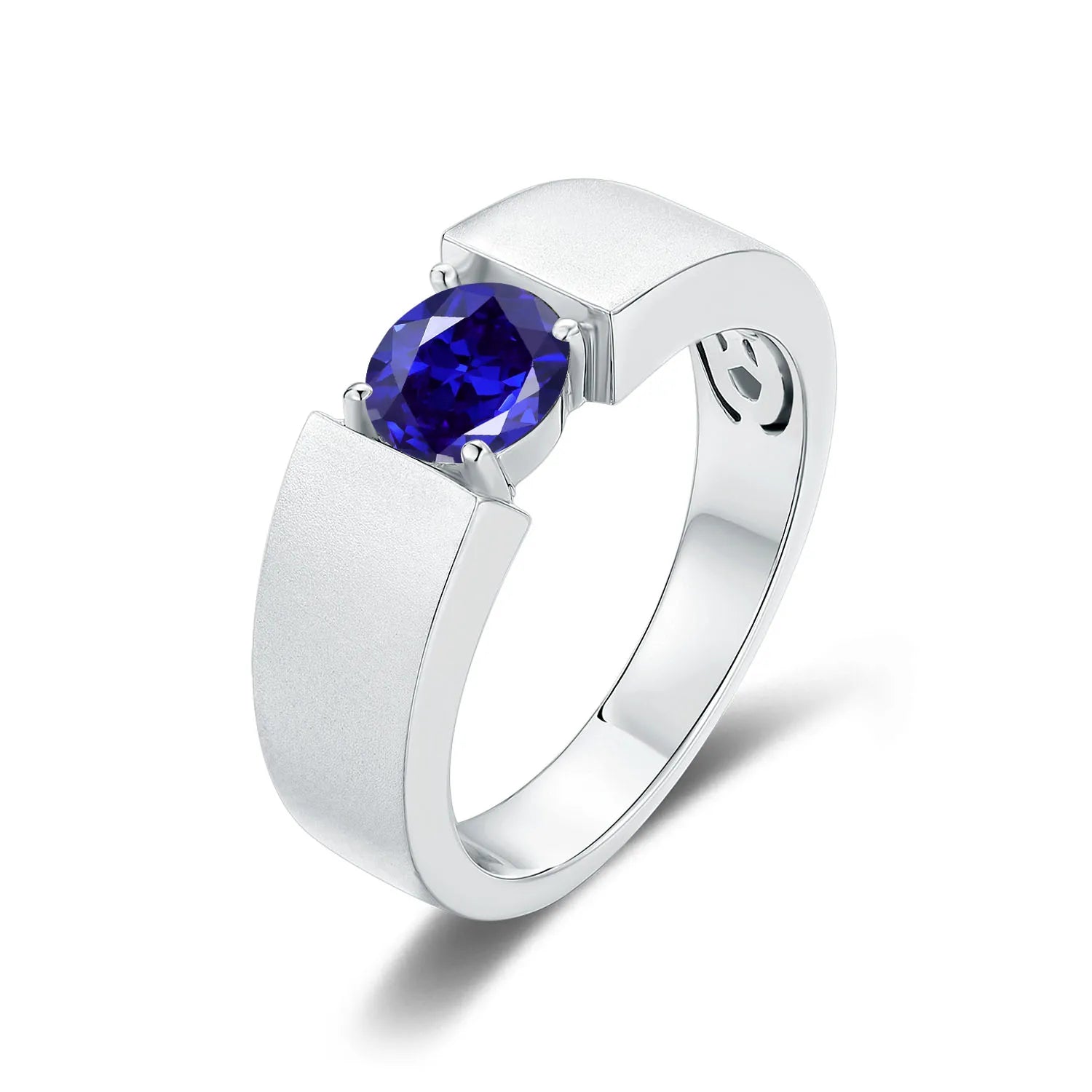 GEM'S BALLET High Quality Engagement Rings Mens 6.5mm Lab Grown Sapphire 926 Sterling Silver Wedding Ring for Men Gift 2024 NEW