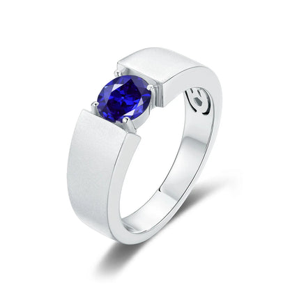GEM'S BALLET High Quality Engagement Rings Mens 6.5mm Lab Grown Sapphire 926 Sterling Silver Wedding Ring for Men Gift 2024 NEW