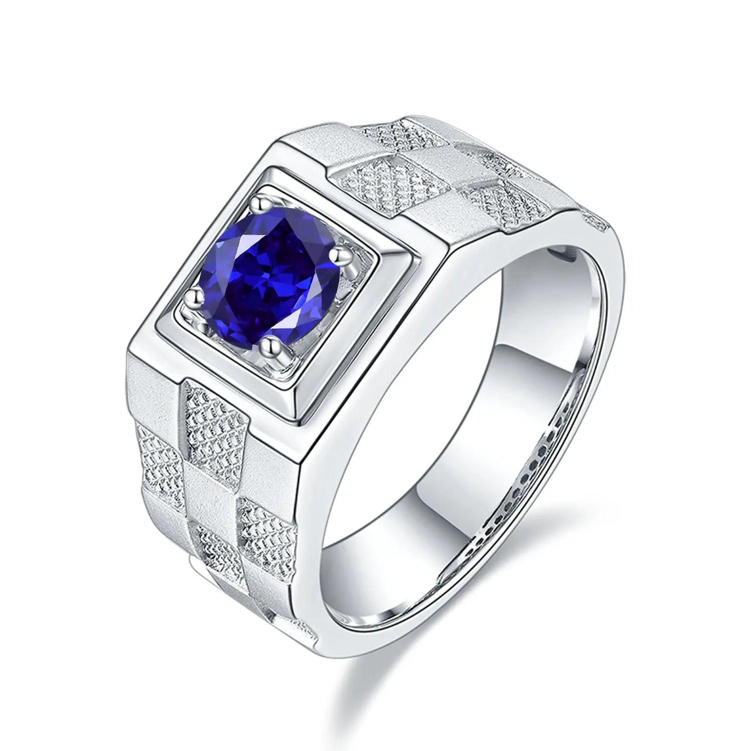 GEM'S BALLET High Quality Engagement Rings Mens 6.5mm Lab Grown Sapphire 926 Sterling Silver Wedding Ring for Men Gift 2024 NEW