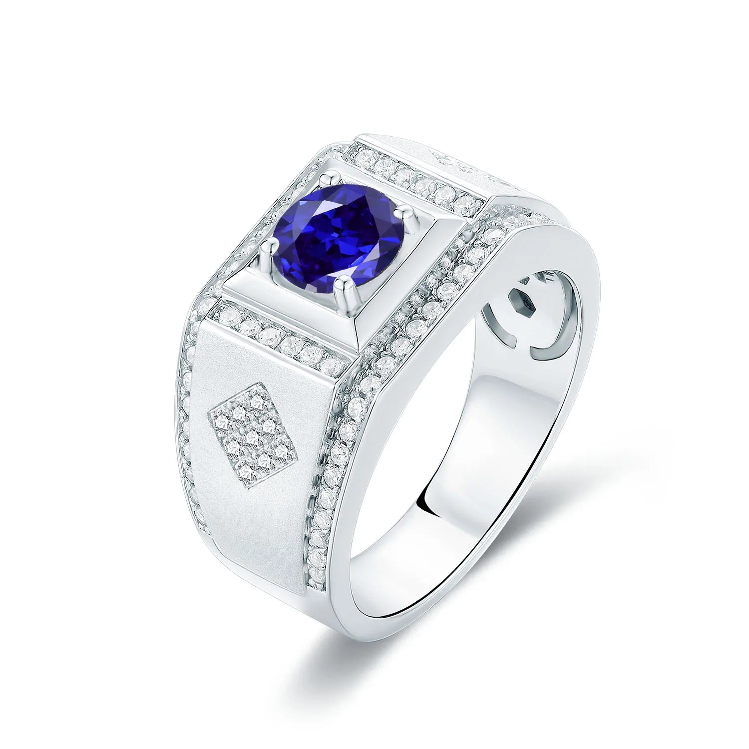 GEM'S BALLET High Quality Engagement Rings Mens 6.5mm Lab Grown Sapphire 926 Sterling Silver Wedding Ring for Men Gift 2024 NEW