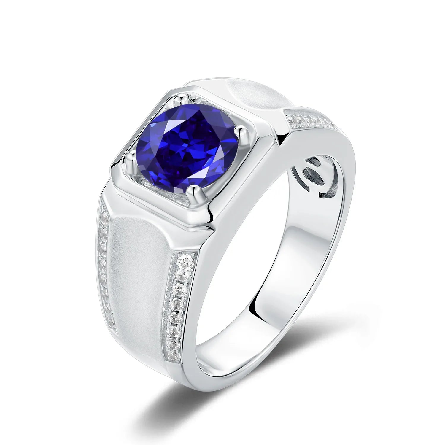 GEM'S BALLET High Quality Engagement Rings Mens 6.5mm Lab Grown Sapphire 926 Sterling Silver Wedding Ring for Men Gift 2024 NEW