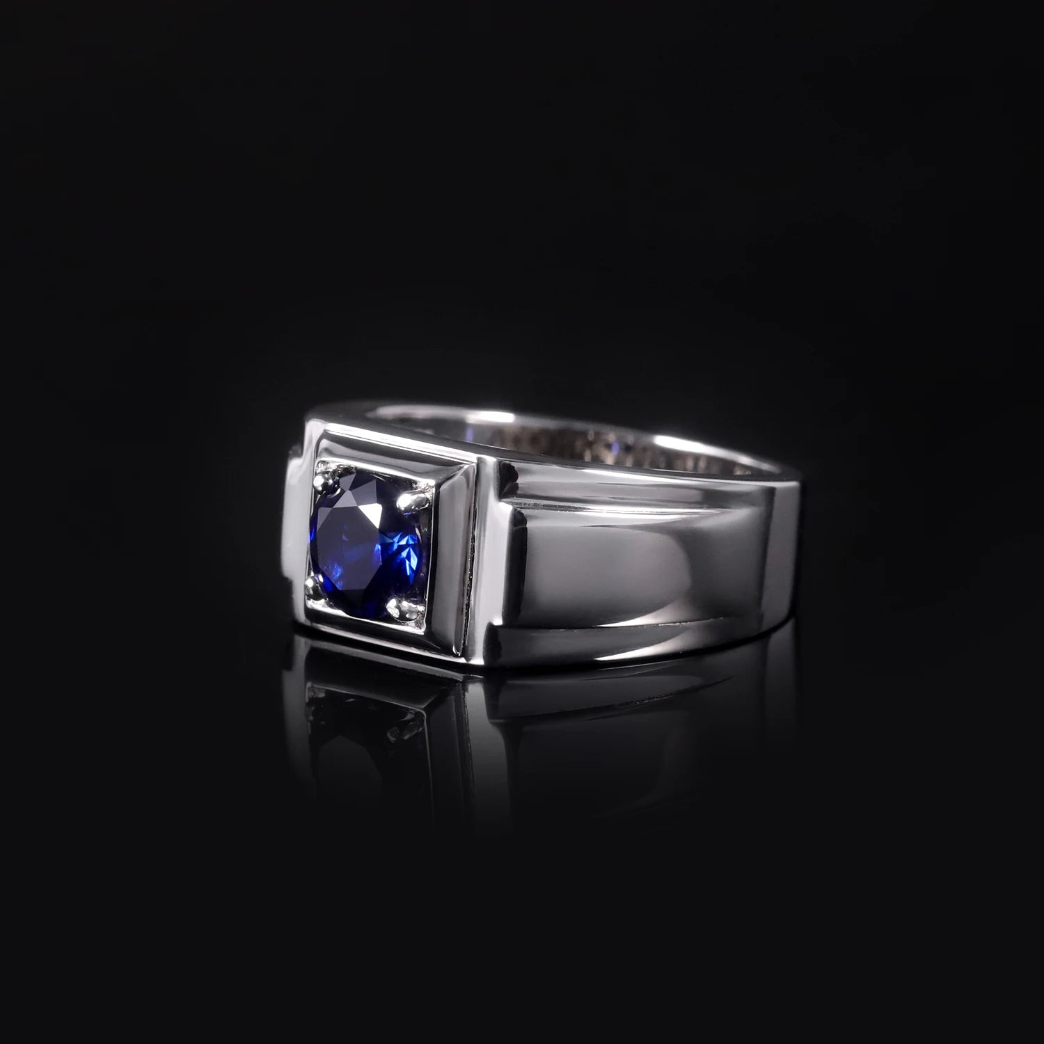 GEM'S BALLET High Quality Engagement Rings Mens 6.5mm Lab Grown Sapphire 926 Sterling Silver Wedding Ring for Men Gift 2024 NEW