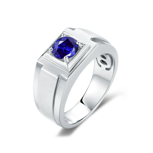 GEM'S BALLET High Quality Engagement Rings Mens 6.5mm Lab Grown Sapphire 926 Sterling Silver Wedding Ring for Men Gift 2024 NEW